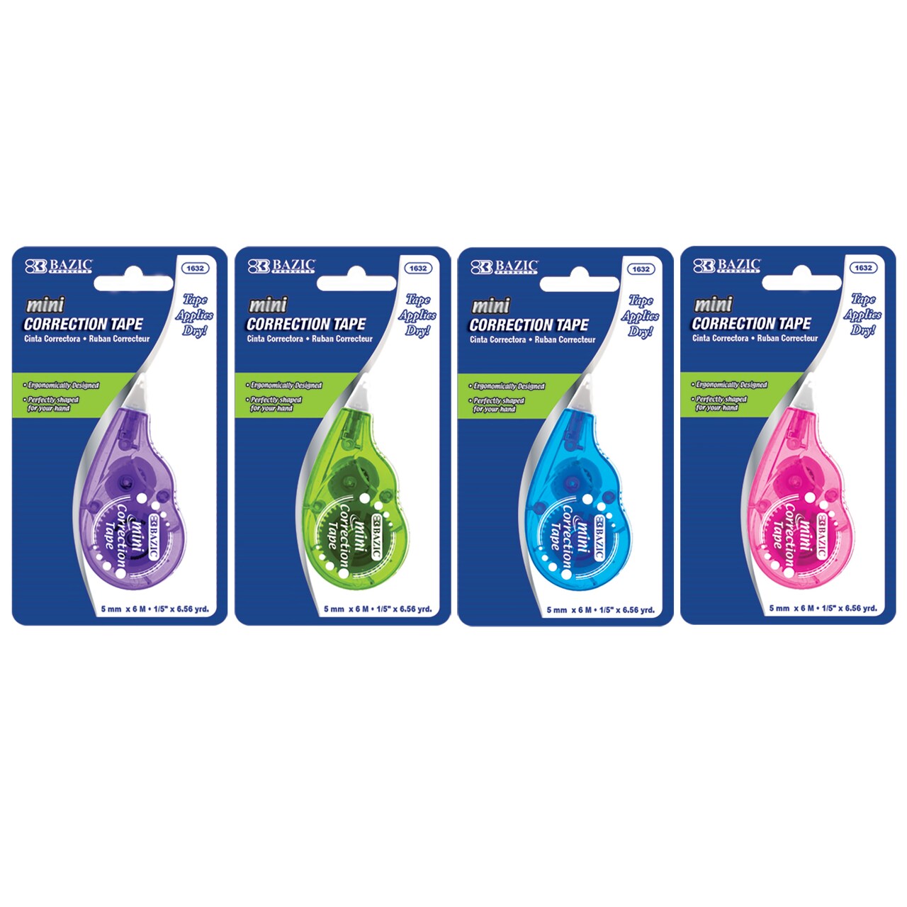 BAZIC Fashion Mini Correction Tape, 5 mm x 236 in, Dry White Film